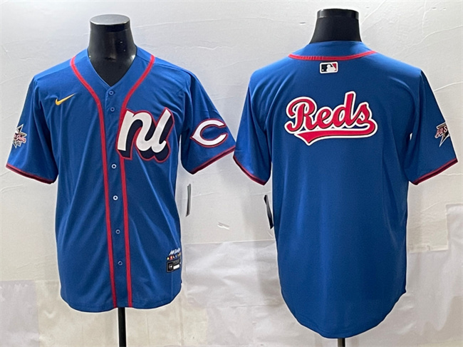 Men's National League Cincinnati Reds Team Big Logo Blue 2025 All-Star Edition Limited Stitched Baseball Jersey